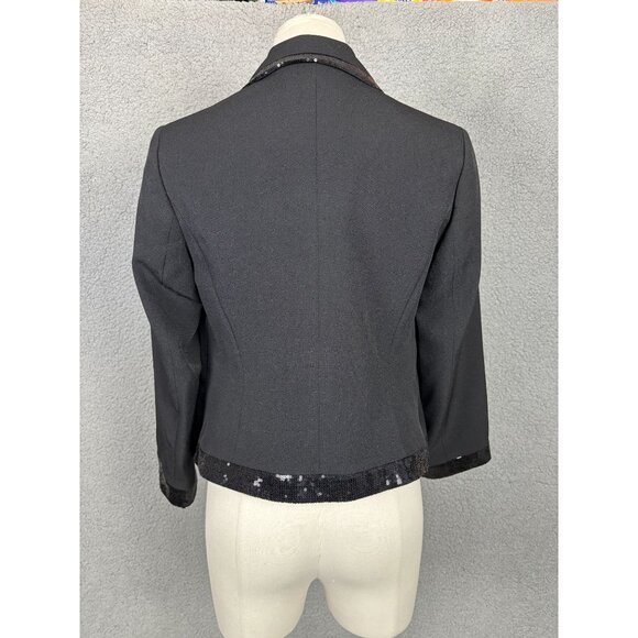 Kasper Women's Petite Sequin Tipped Open-Front Blazer Size 2P Black NWT's - Picture 5 of 8